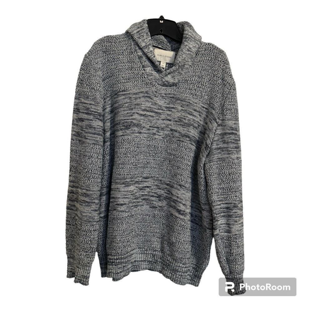 Sun+Stone Chunky Shawl Collar Cardigan Light Gray Men's size XXL